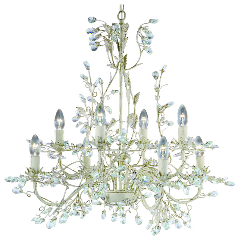 Jaquan 8 - Light Candle Style Chandelier, Cream and Gold