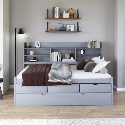 Wood Captain Bed With Trundle,Drawers