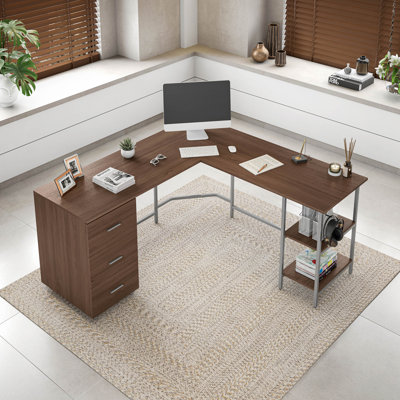 L-Shaped Steel Computer Desk