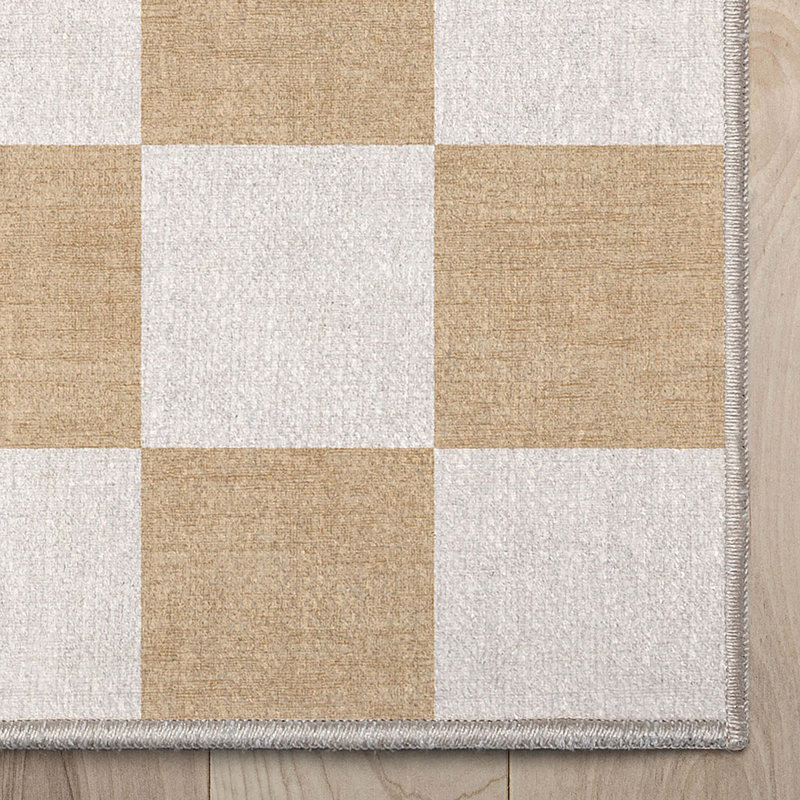 Tapis carré jaune à motif géométrique Kehr, Tapis de couloir 2 pi x 5 pi