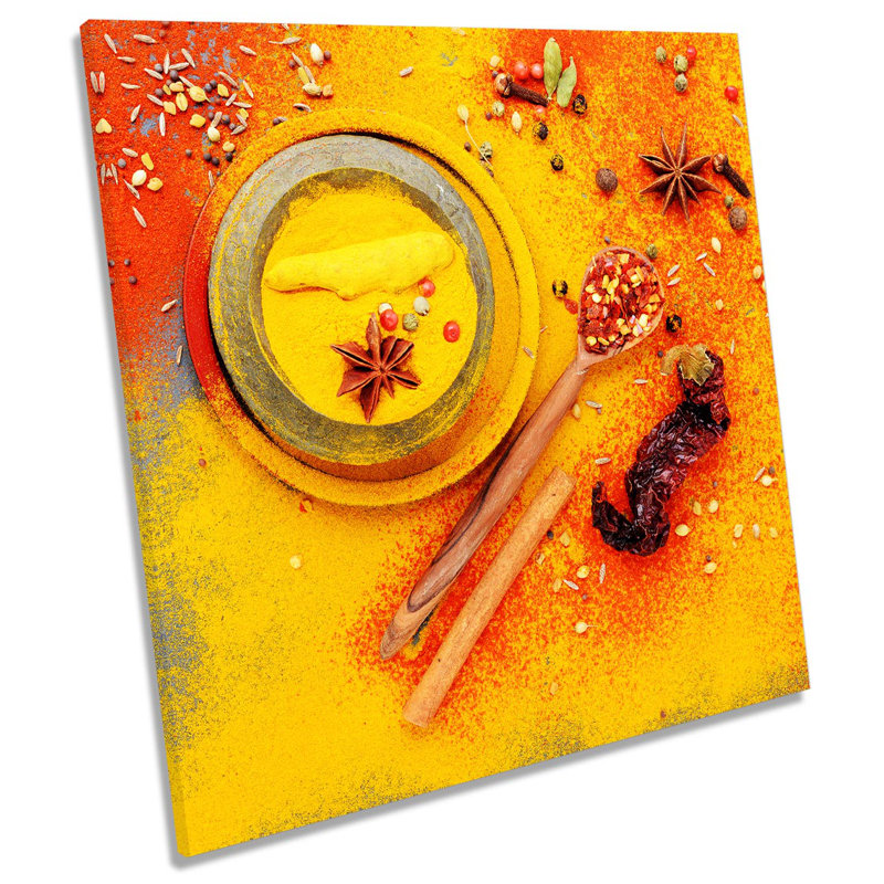 Z6147 Spicy Herbs Powder Kitchen Picture - Wrapped Canvas Print, 60cm H x 60cm W x 2cm D