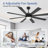 Veliz 65" Large Ceiling Fan with Light Kit and Remote Control, 6 Speeds DC Reversible Motor, 3 Color Lights, Timer, Plywood Blades, 2 Downrods, for Indoor/Covered Outdoor Use-1298740825-1298740827