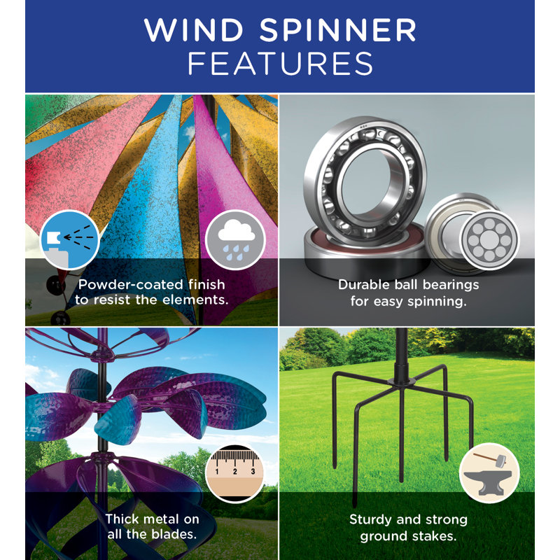 Whimsical Multicolor Balloon Solar Wind Spinner Stake