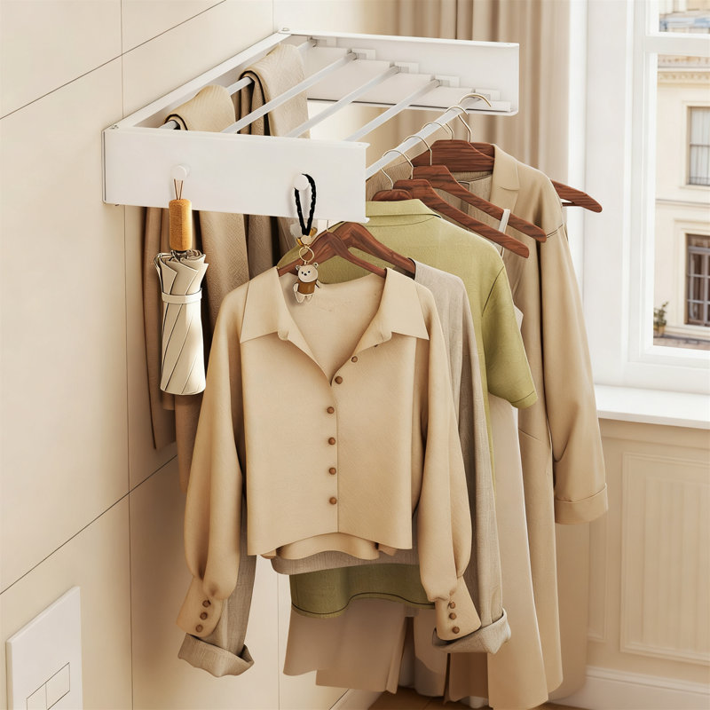 Collapsible Wall Mounted Drying Rack - Space-Saving For Laundry