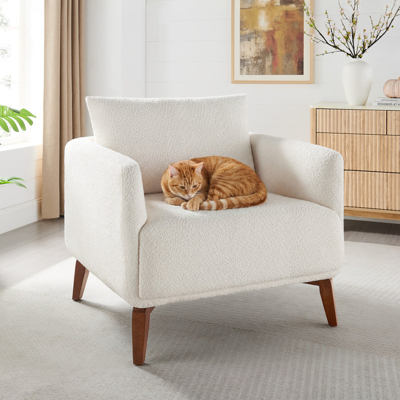 Chaise avec accoudoirs rembourrés 37 po, Blanc