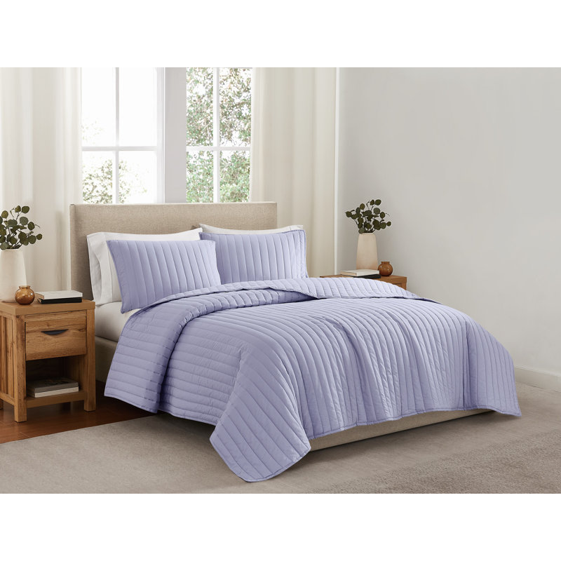 Ensemble de courtepointe standard en coton, Courtepointe double / grand + 2 taies décoratives, Lavande