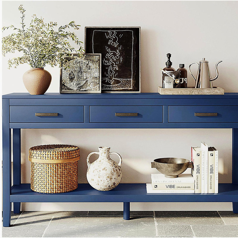 Contemporary 3-Drawer Console Table with 1 Shelf, Entrance Table for Entryway, Hallway, Living Room, Foyer, Corridor