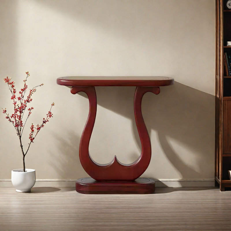 Console en bois massif noyer moderne, Rouge, H 31,5 po x l 31,5 po x P 11,81 po