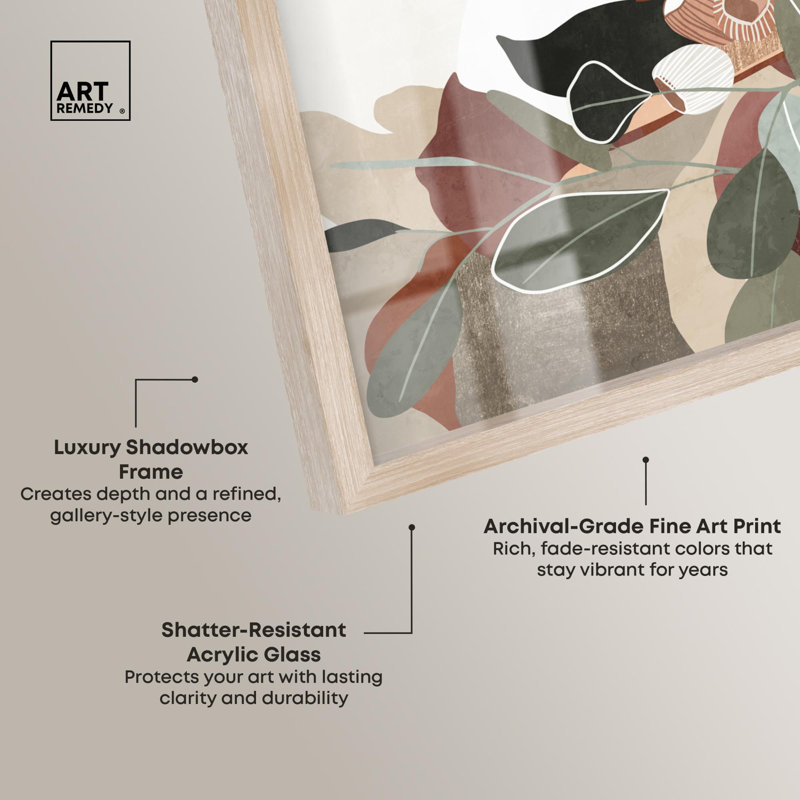 «Neutral Leaves Palm Leaf» par Art Remedy, 13" H x 13" W, Crème, crème