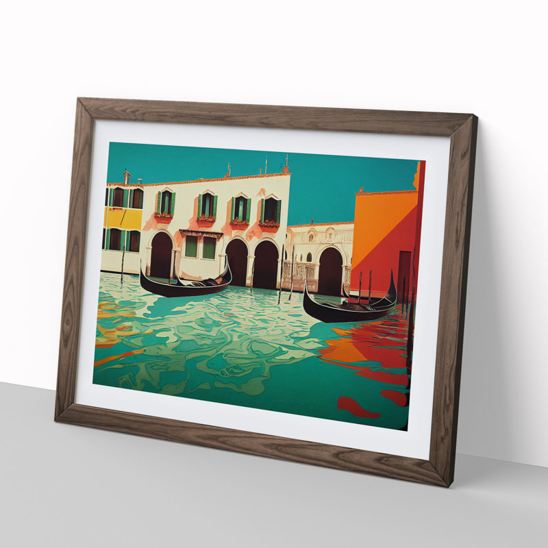 Modern Venice Canal Vol.1 - Framed Print, 46cm H x 64cm W x 2cm D, Brown Framed