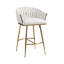 Tabouret de bar 26 po à hauteur de comptoir en velours pour îlot de cuisine avec dossier ondulé à la main, base chromée dorée et repose-pieds-95938356