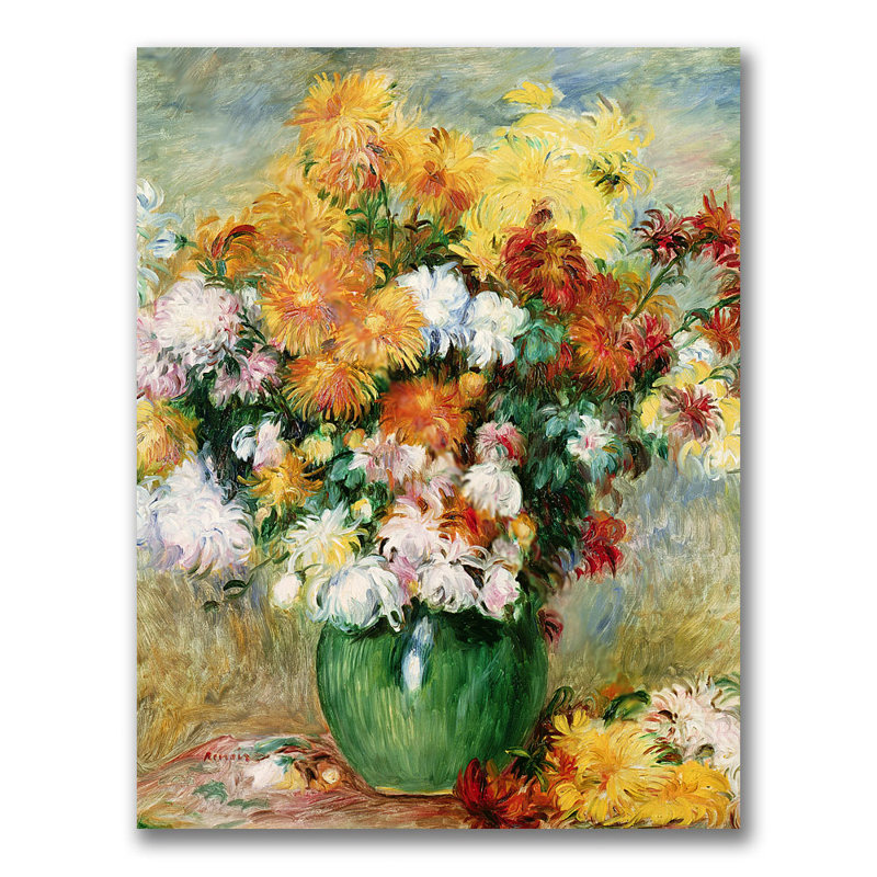 «Bouquet Of Chrysanthemums» par Pierre-Auguste Renoir - reproduction d'art sur toile, H 24 po x l 18 po x P 2 po