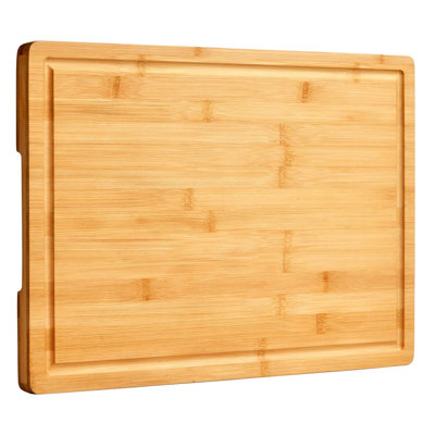 Bamboo Kitchen Cutting Board, Ideal for Charcuterie, with Side Handles and Juice Grooves