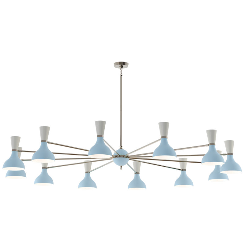 Lustre Clare Light, Bleu pastel et blanc, Nickel poli, H 56,25 po x l 76 po x P 15 po