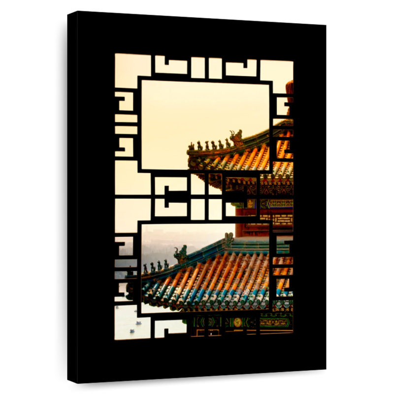 Aime Asian Window Sunset, 39" H x 26" W