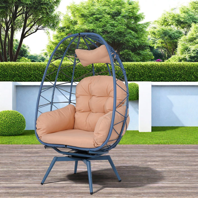 Chaises longues pivotantes pour patio, style œuf en rotin d'acier pour la maison