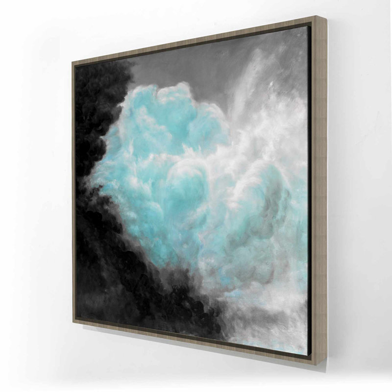 Turquoise Clouds - Mountains White Framed Canvas