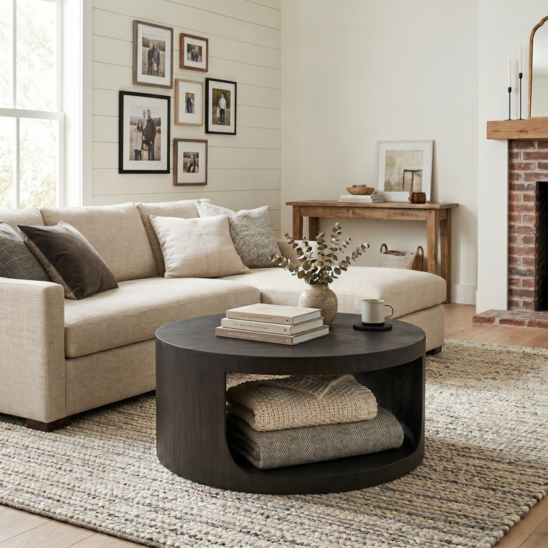 Round Coffee Table with Open Shelf