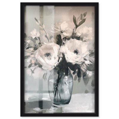 White Petal Ghosts Shadowbox Print Floral Wall Decor by Art Remedy