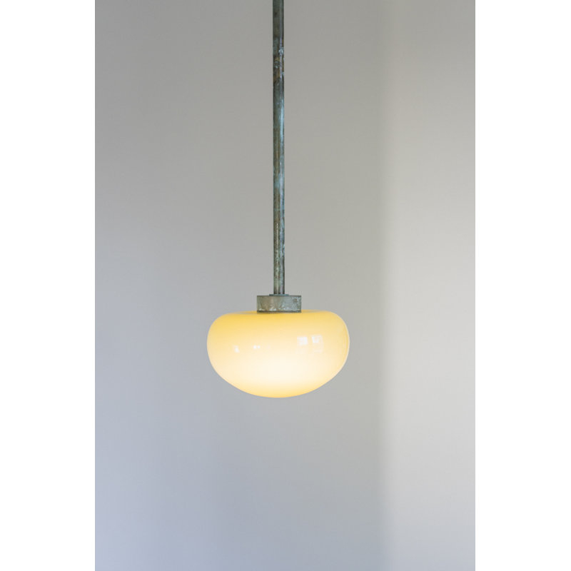 1 - Light LED Pendant, Pistachio, 60in Suspension Rod, Verdigris