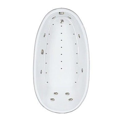 72" L X 36" W Drop In Combination Acrylic Bathtub with Reversible Drain in White
