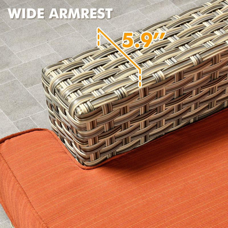Outdoor Sofa 7-piece Set With Stove, Orange