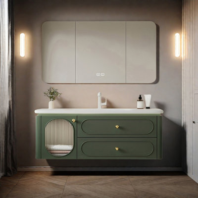 Armoire de salle de bain simple et moderne de style crème