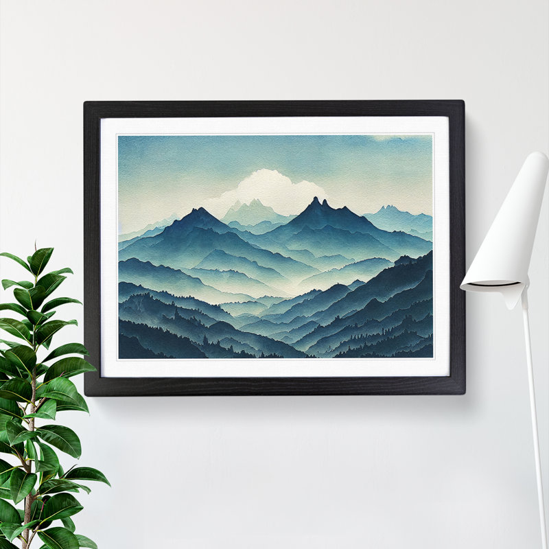 Cool Mist Mountains Vol.3 - Framed Print, 46cm H x 64cm W x 2cm D, Black Framed