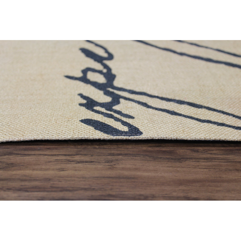 Tapis abstrait en coton / jute tissé à la main Macedo, Rectangle 4 pi x 6 pi