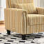 Chaise d'appoint moderne à rayures jaunes et blanches, sièges confortables, revêtement, siège en bois de pin, fauteuil rembourré confortable à rayures, pour plusieurs pièces, pin massif, mousse à haute densité