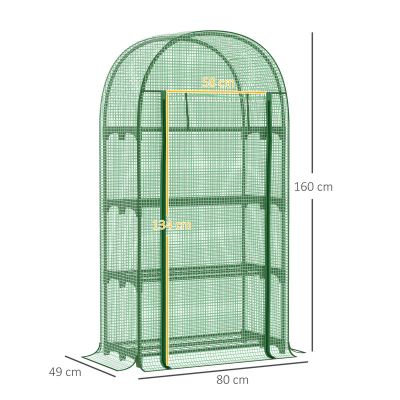 Outsunny 4 Tier Mini Greenhouse for Outdoor Portable 80 x 49 x 160cm Green