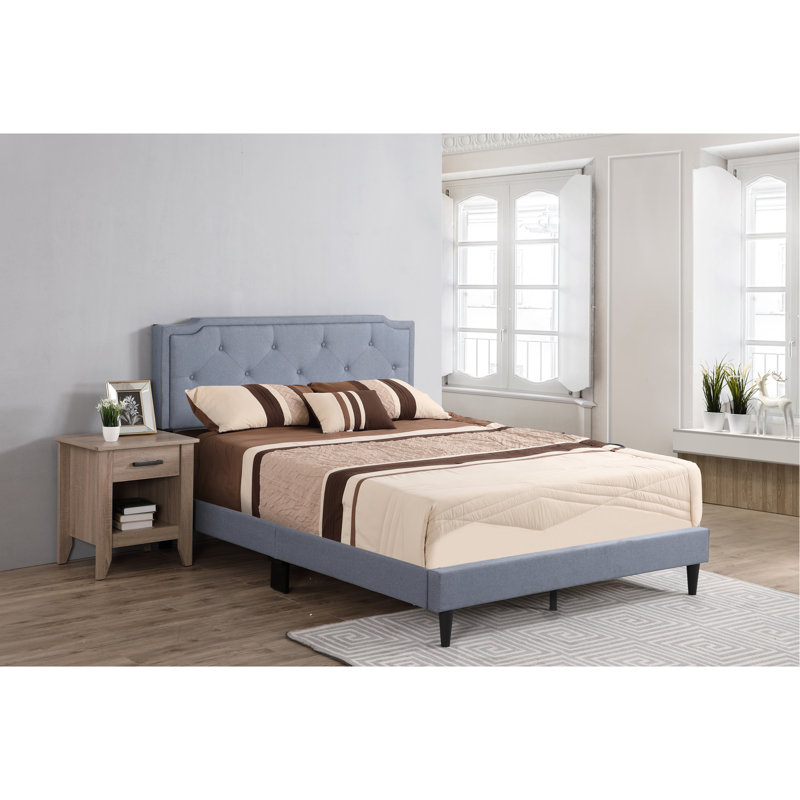 Dierking Vegan Leather Standard Bed, Blue, Full / Double
