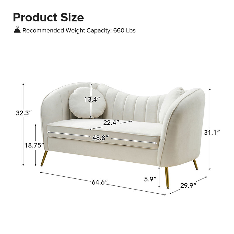 Causeuse à accoudoirs arrondis de 64,6 po Sidwell, Polyester beige