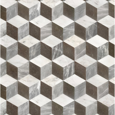 Carreaux hexagonaux blancs et noirs en pierre naturelle - 5/8 po d'épaisseur, pour les planchers résidentiels et commerciaux, carreaux de marbre gris, largeur de 10,04 po, surfaces de plancher idéales pour divers espaces