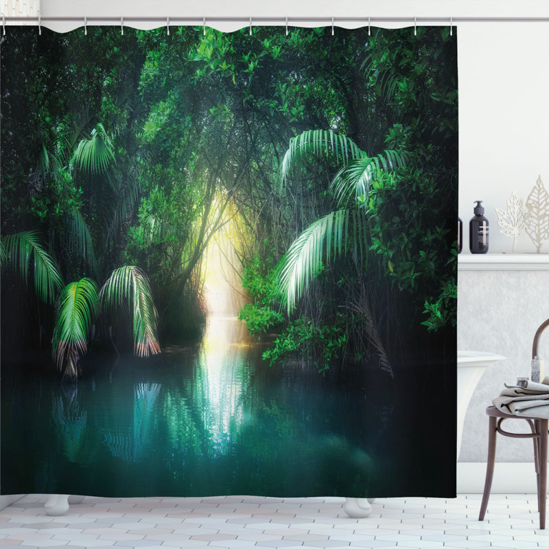 Shower Curtain with Hooks Included, 69" H x 105" W