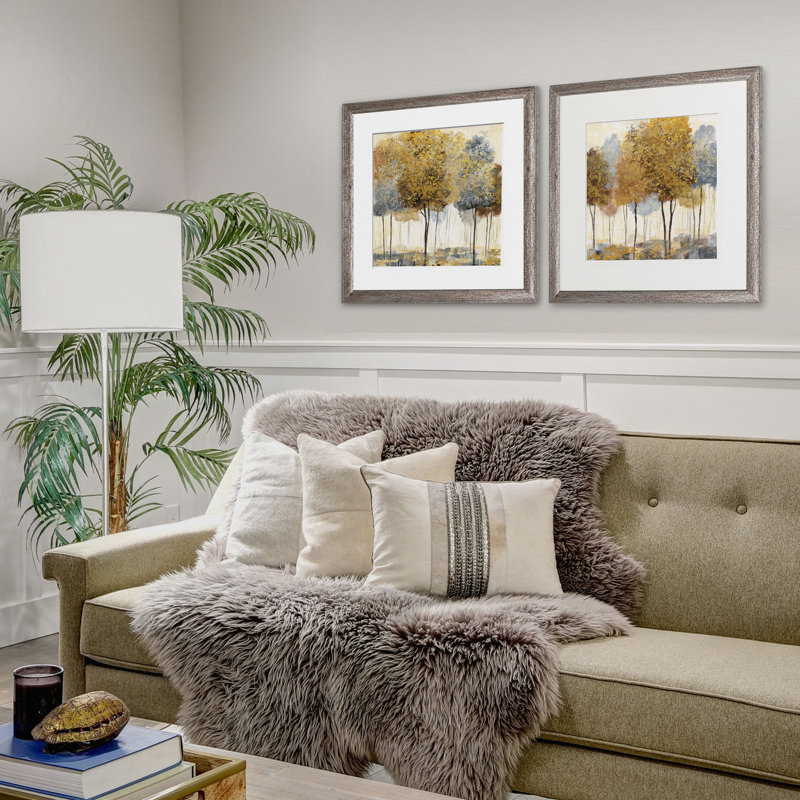 " Metallic Forest " 2 - Pieces, Brown Framed