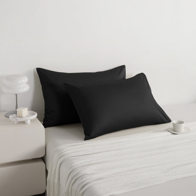 Egyptian-Quality Cotton Bed Pillowcases, 500 Thread Count Cotton Sateen Pillowcases with Envelope Closure - NTBAY, Black