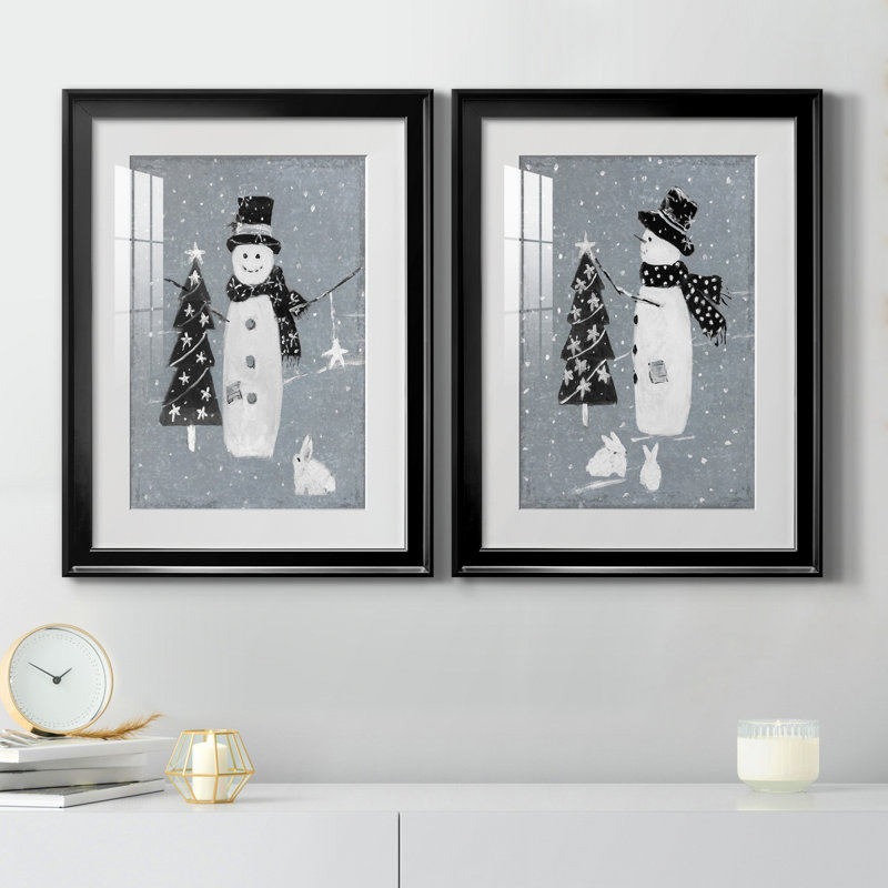 «Snowman Galvanized I», ensemble de 2 reproductions, Blanc, H 31,5 po x l 47 po x P 1,5 po, H 18,5 po x l 49 po x P 1,5 po