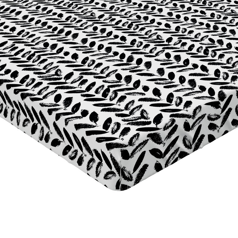 Ensemble de 2 draps-housses Ambesonne, Drap-housse de taille simple, Noir, blanc / floral