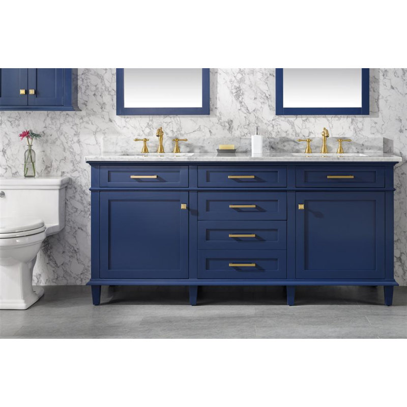 Danbury 72'' Double Bathroom Vanity with Top, Blue
