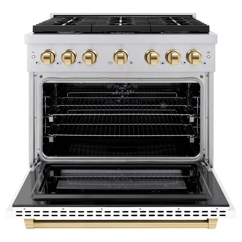 ZLINE Autograph 36" Paramount Dual Fuel Range w/ 6 Burners & Champagne Bronze Accents (SDRZ-36-CB), 5.2 cu ft, 6 burners