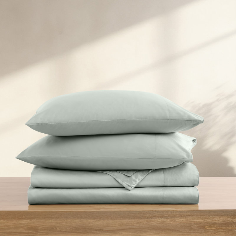 Silken Sateen TENCEL Sheet Set, King Sheet Set with 2 Pillowcases, Mist