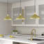 Luminaire suspendu en forme de cône doré 1 lumière avec accents en laiton poli et abat-jour en aluminium doré doux avec intérieur blanc-2051795163