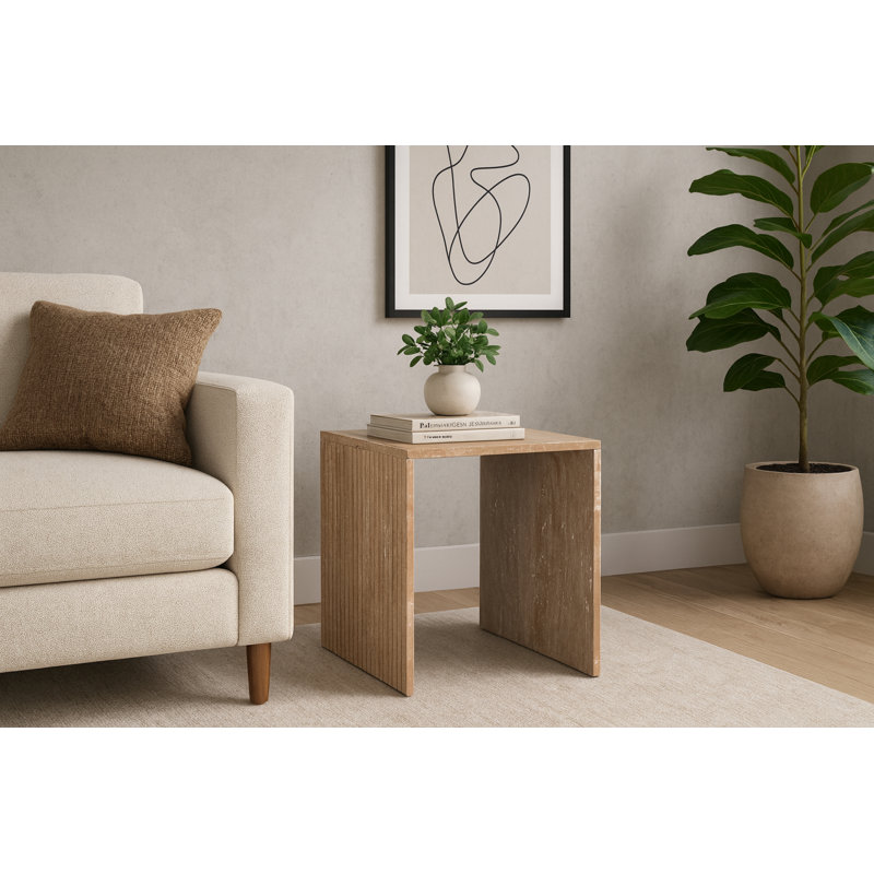 Table de bout Jaloni, Travertin beige