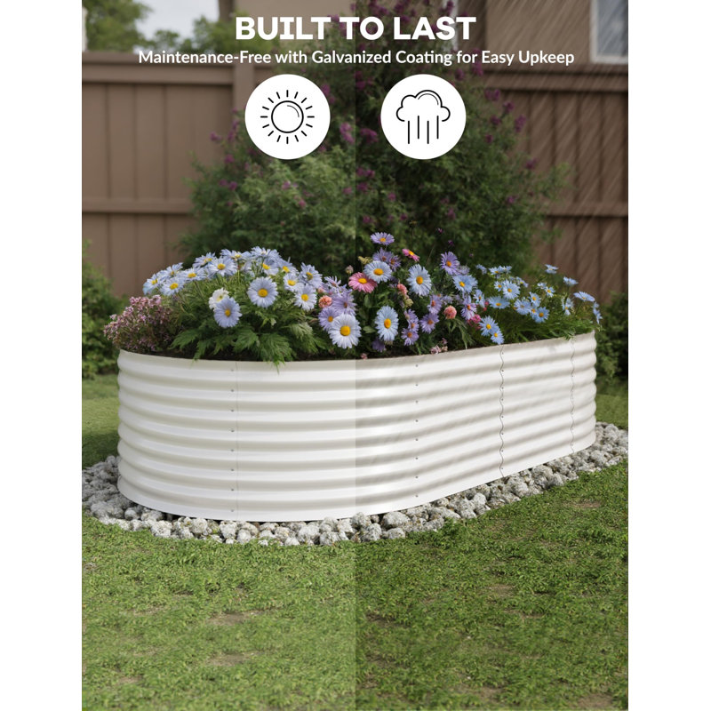 2 Pcs Raised Garden Beds Outdoor 8x4x2 ft - Galvanized Steel Planter Box for Vegetables, Flowers, Rust-Resistant Garden Box, Easy Assembly Raised Beds, Durable Planters for Outdoor Plants, Beige