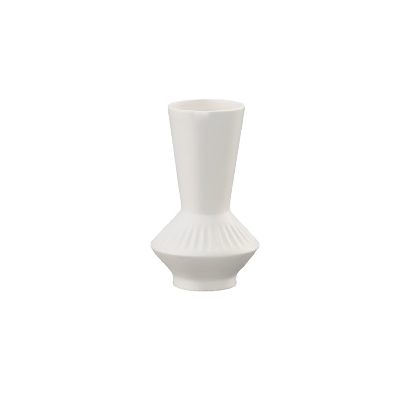 Vase rond en céramique blanc mat