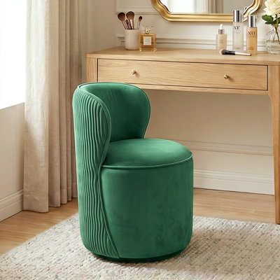 Modern 360° Swivel Velvet Vanity Stool with Curved Backrest