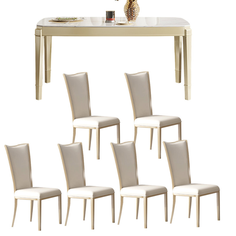 French style modern rectangular dining table sets, 31.1"H x 63"L x 35.4"W