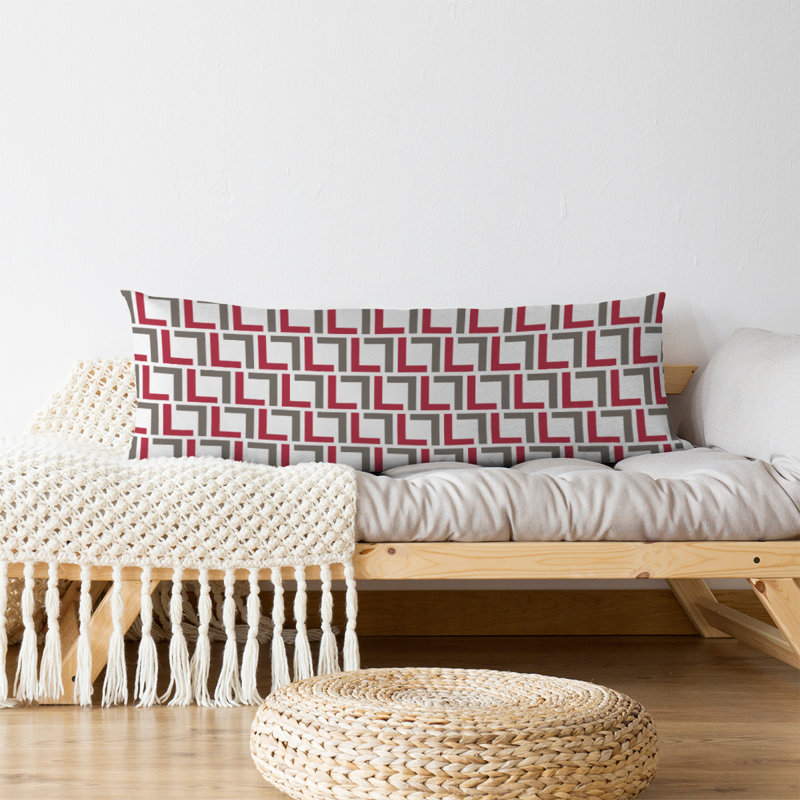 Polyester Medium Pillow, Polyester, White/Red/Pewter