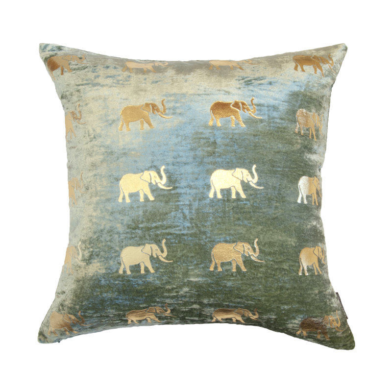 Meru Animal Print Feather Throw Pillow, Sea Foam